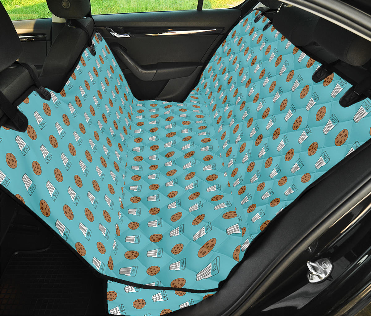 Milk And Cookies Pattern Print Pet Car Back Seat Cover