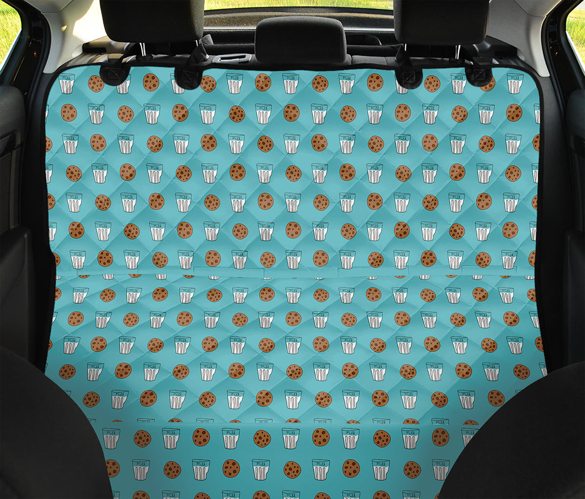 Milk And Cookies Pattern Print Pet Car Back Seat Cover