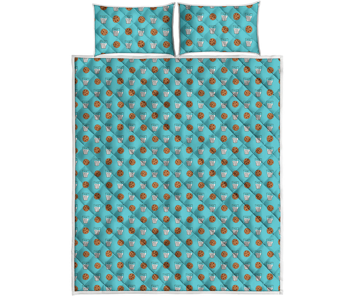 Milk And Cookies Pattern Print Quilt Bed Set