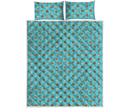 Milk And Cookies Pattern Print Quilt Bed Set
