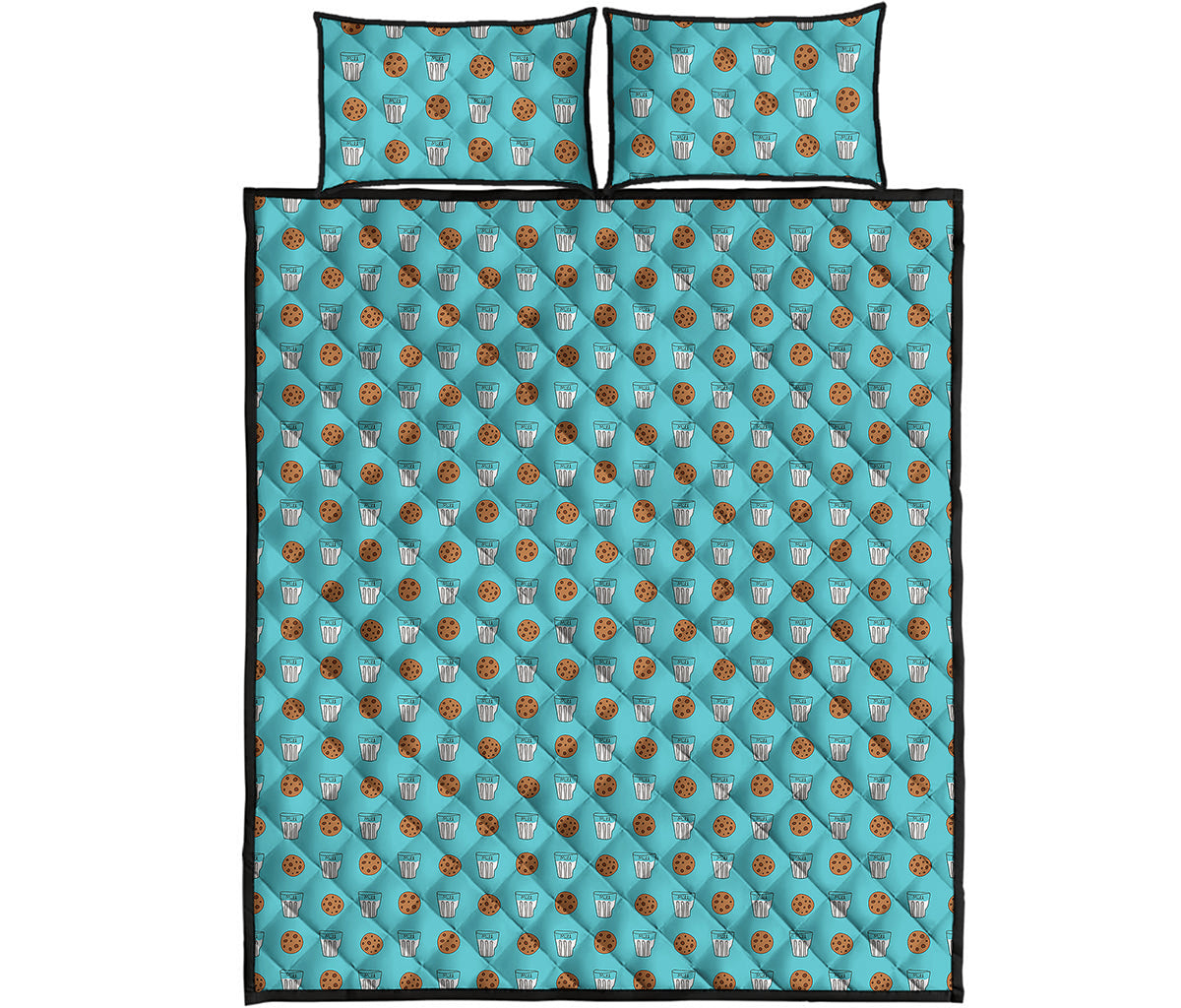 Milk And Cookies Pattern Print Quilt Bed Set