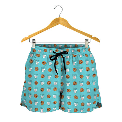 Milk And Cookies Pattern Print Women's Shorts