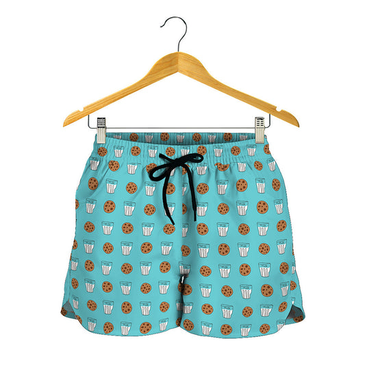 Milk And Cookies Pattern Print Women's Shorts