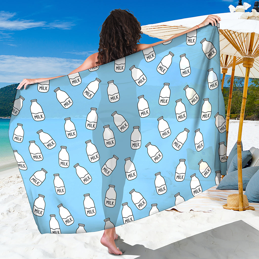 Milk Bottle Cartoon Pattern Print Beach Sarong Wrap