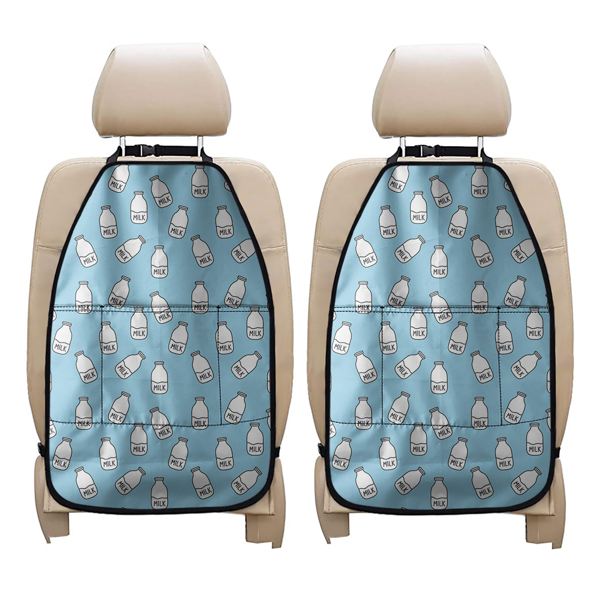 Milk Bottle Cartoon Pattern Print Car Seat Organizers