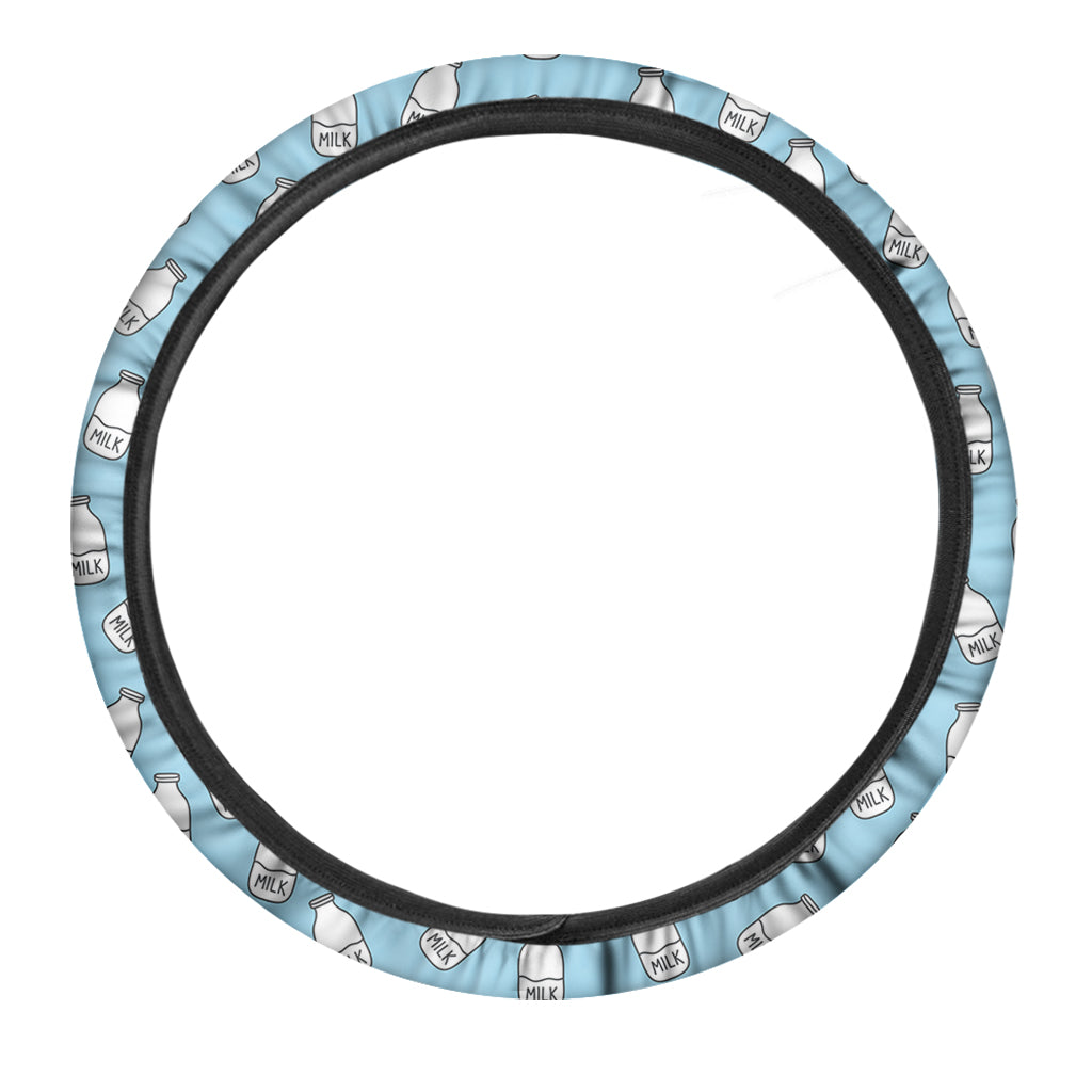 Milk Bottle Cartoon Pattern Print Car Steering Wheel Cover