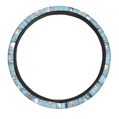 Milk Bottle Cartoon Pattern Print Car Steering Wheel Cover