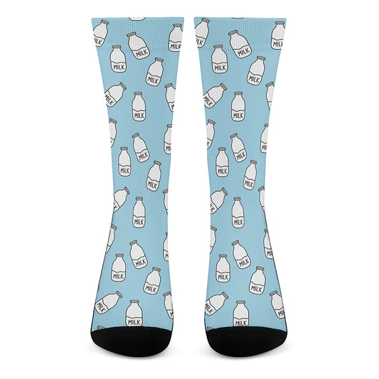 Milk Bottle Cartoon Pattern Print Crew Socks