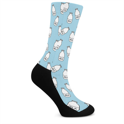 Milk Bottle Cartoon Pattern Print Crew Socks