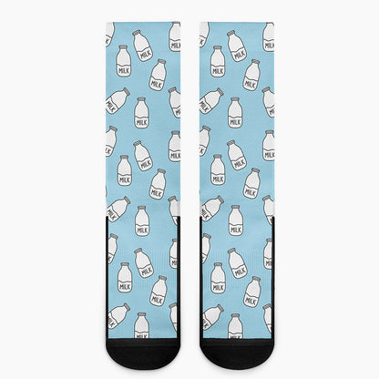 Milk Bottle Cartoon Pattern Print Crew Socks