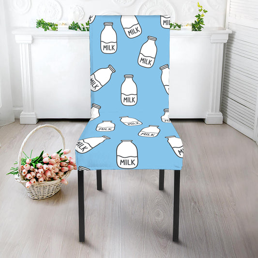 Milk Bottle Cartoon Pattern Print Dining Chair Slipcover