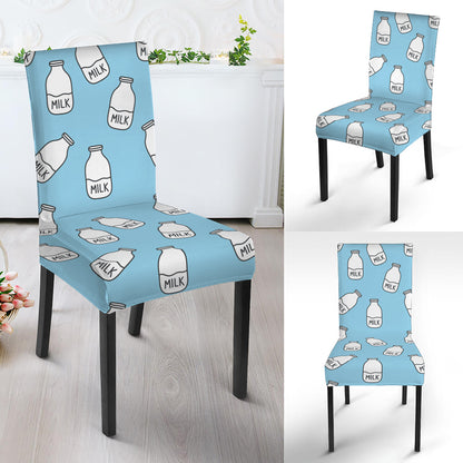Milk Bottle Cartoon Pattern Print Dining Chair Slipcover