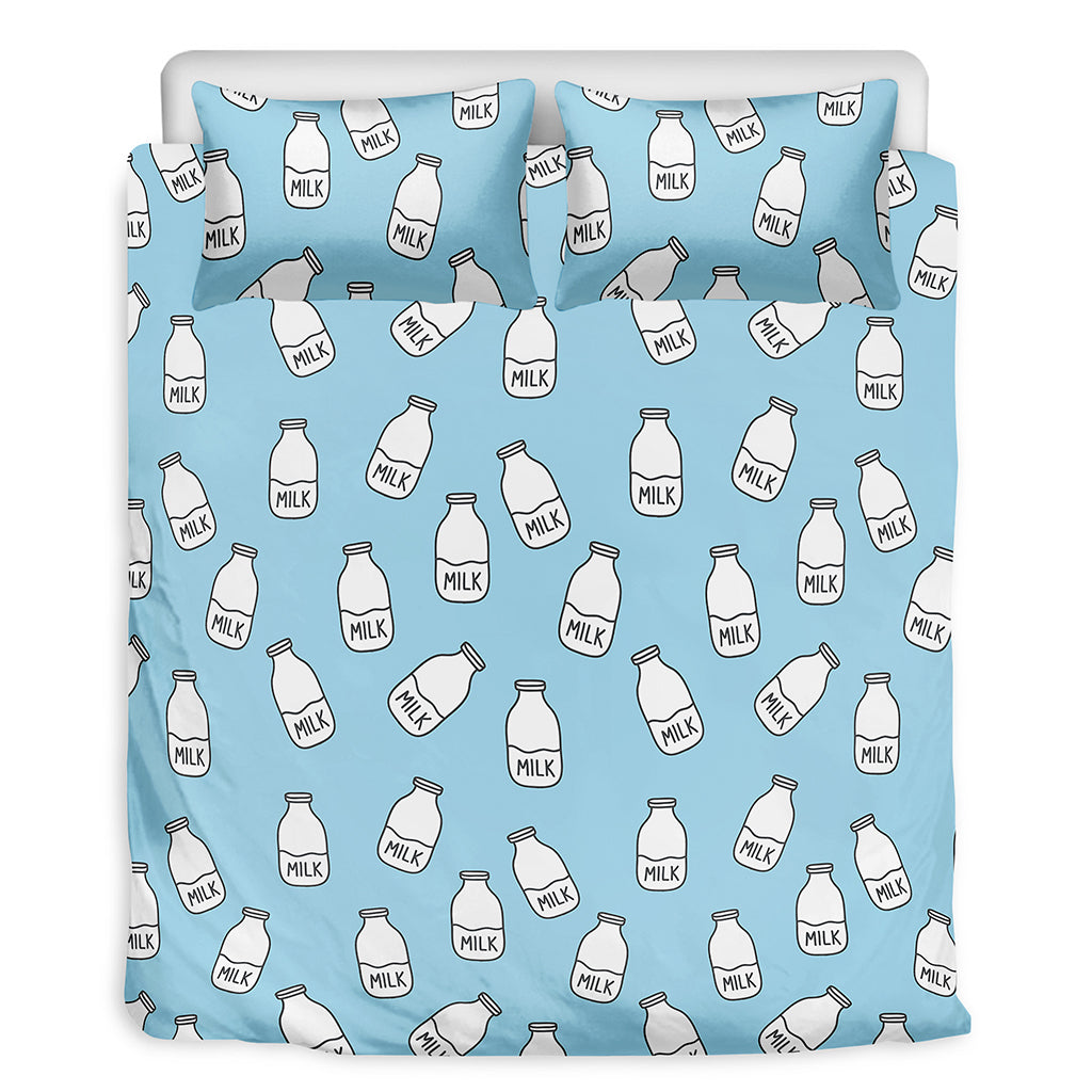 Milk Bottle Cartoon Pattern Print Duvet Cover Bedding Set