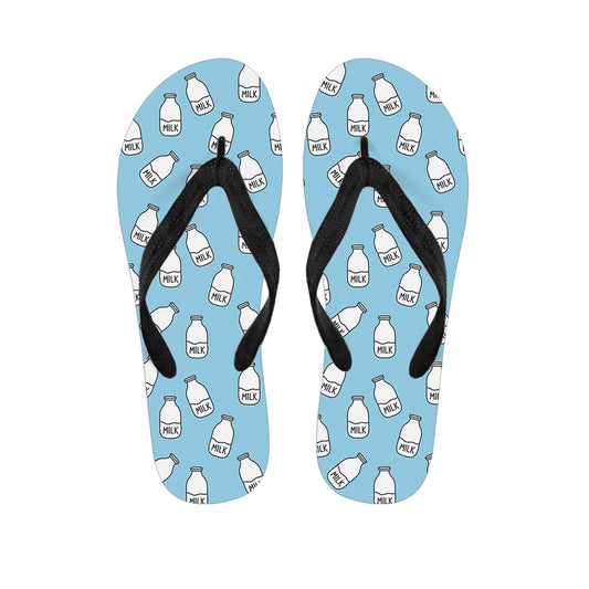 Milk Bottle Cartoon Pattern Print Flip Flops