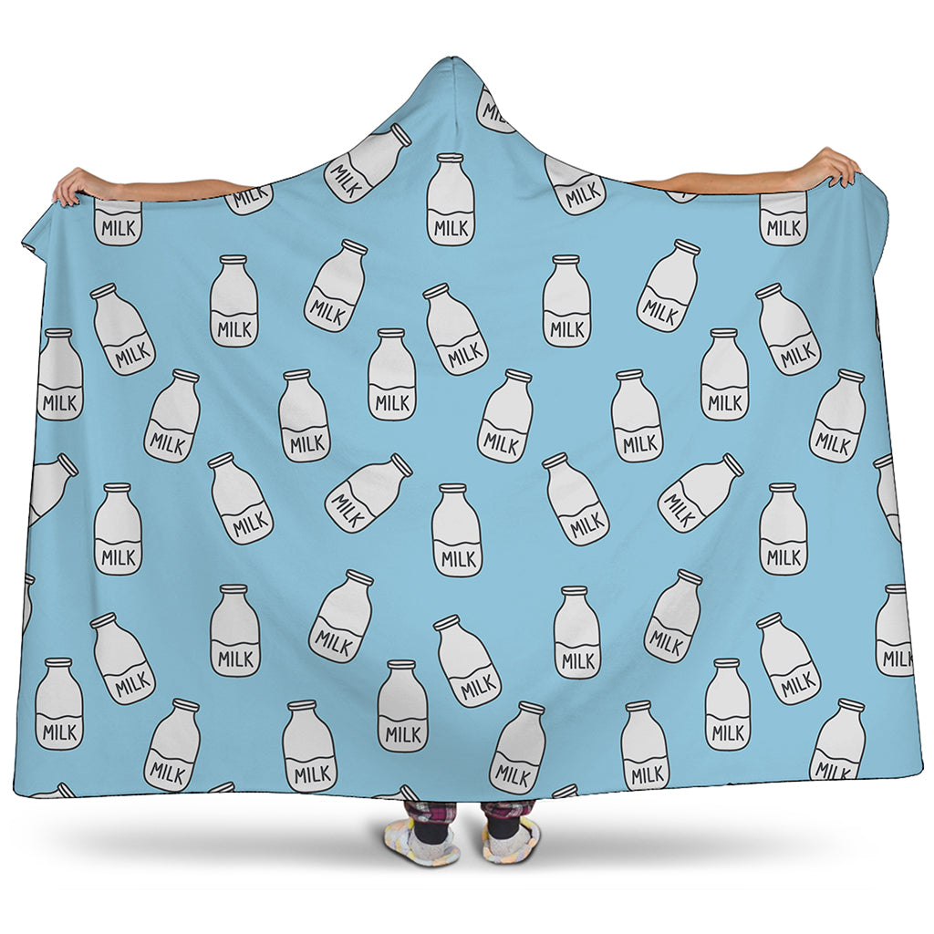 Milk Bottle Cartoon Pattern Print Hooded Blanket