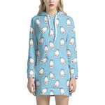 Milk Bottle Cartoon Pattern Print Hoodie Dress