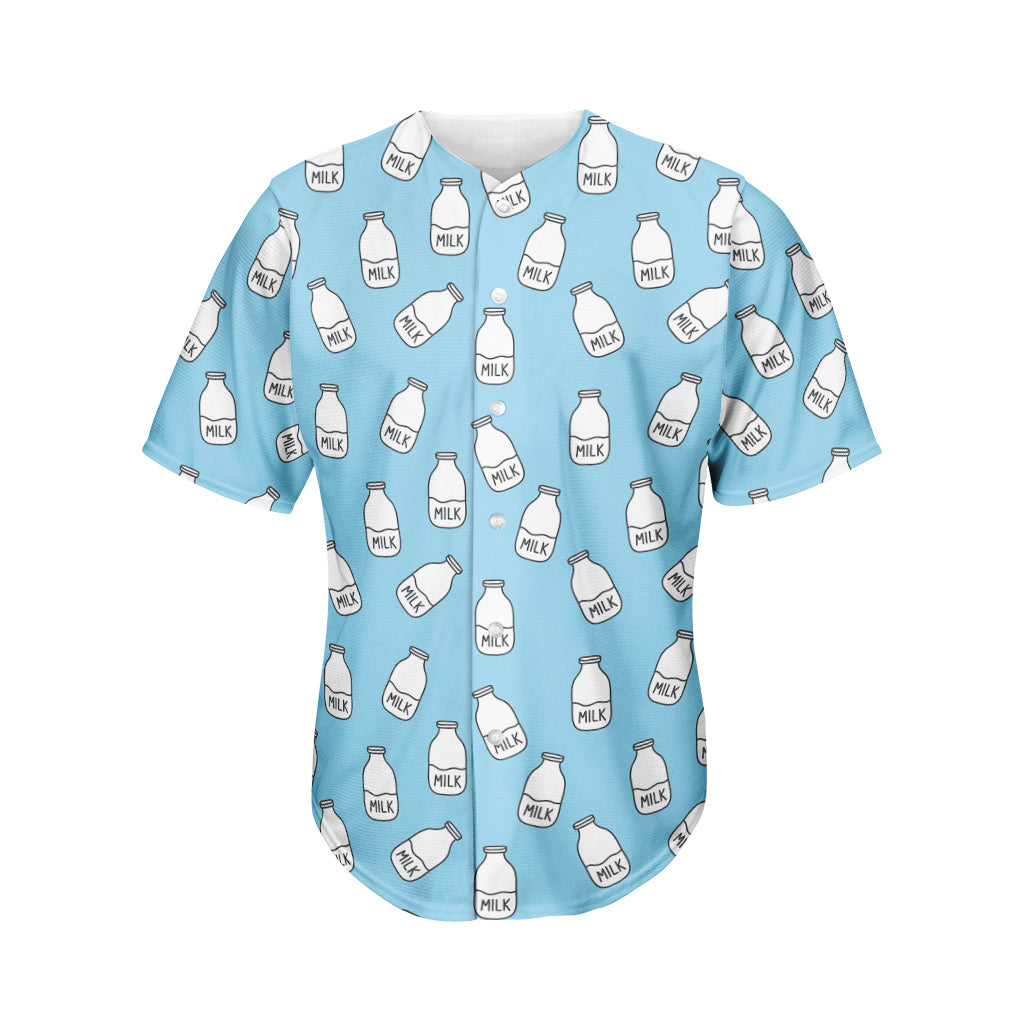 Milk Bottle Cartoon Pattern Print Men's Baseball Jersey