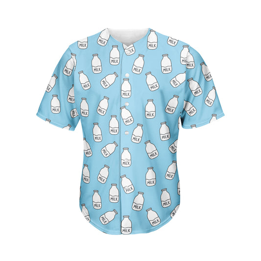 Milk Bottle Cartoon Pattern Print Men's Baseball Jersey