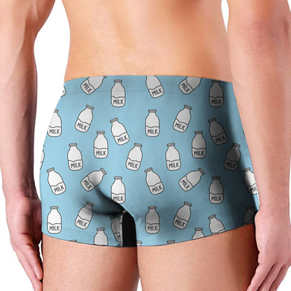 Milk Bottle Cartoon Pattern Print Men's Boxer Briefs