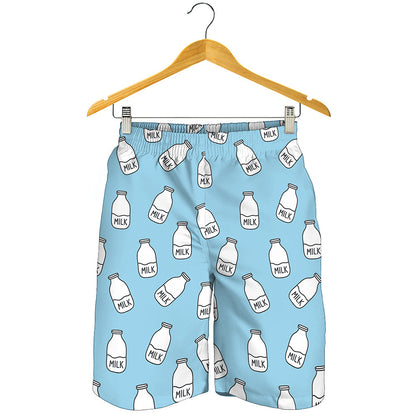 Milk Bottle Cartoon Pattern Print Men's Shorts