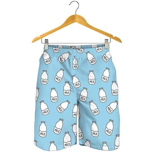 Milk Bottle Cartoon Pattern Print Men's Shorts