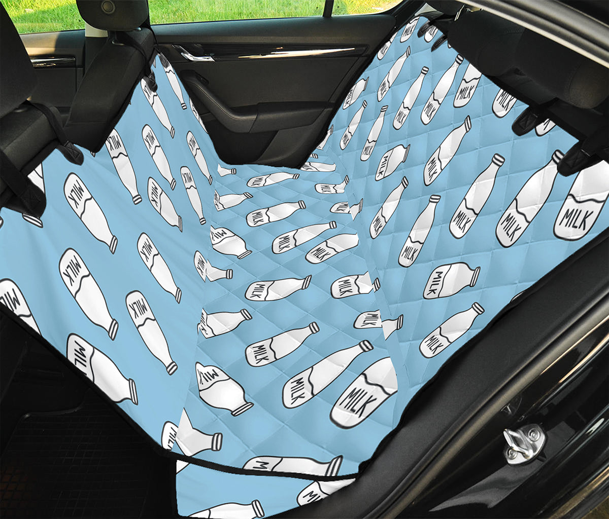 Milk Bottle Cartoon Pattern Print Pet Car Back Seat Cover