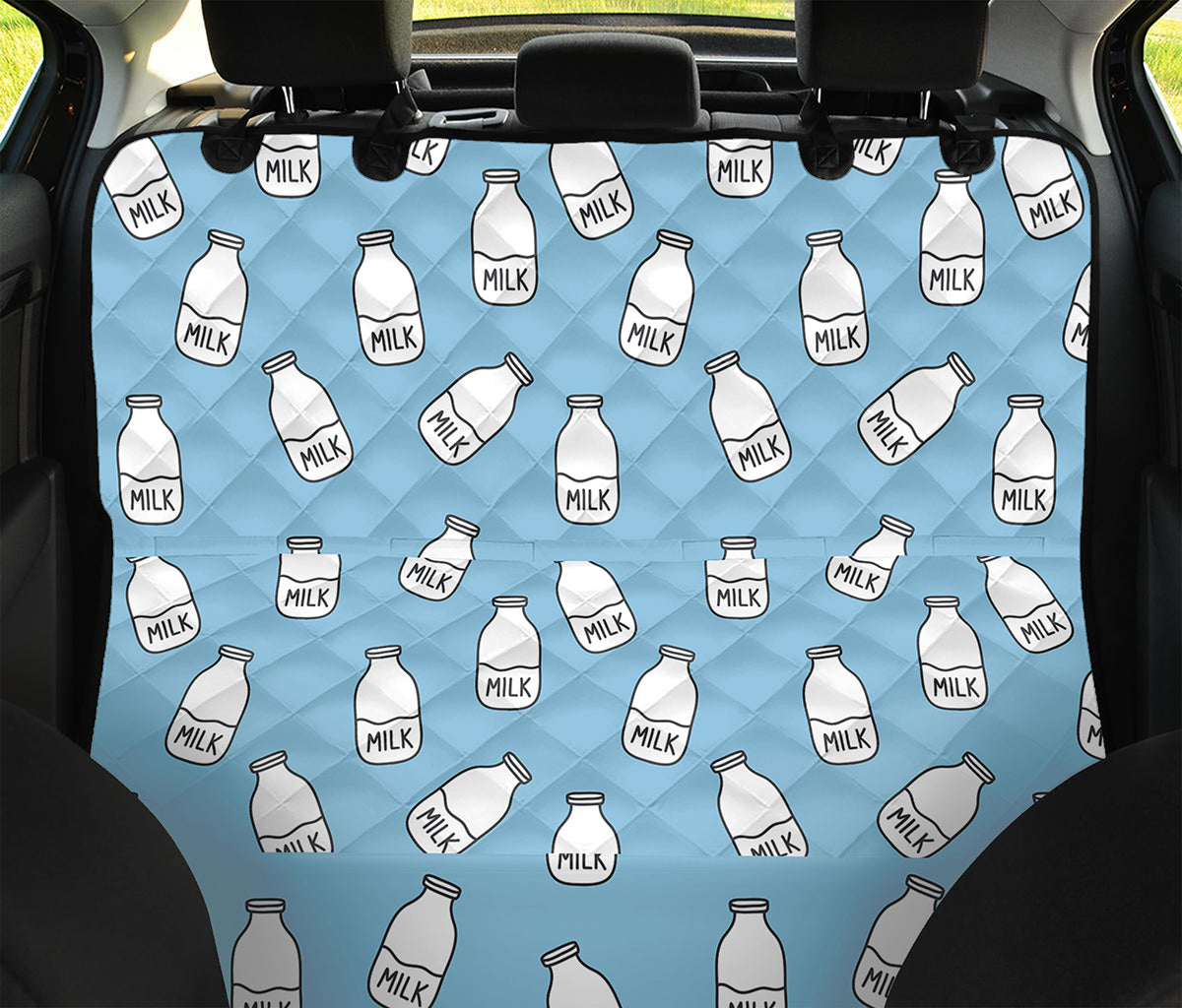Milk Bottle Cartoon Pattern Print Pet Car Back Seat Cover