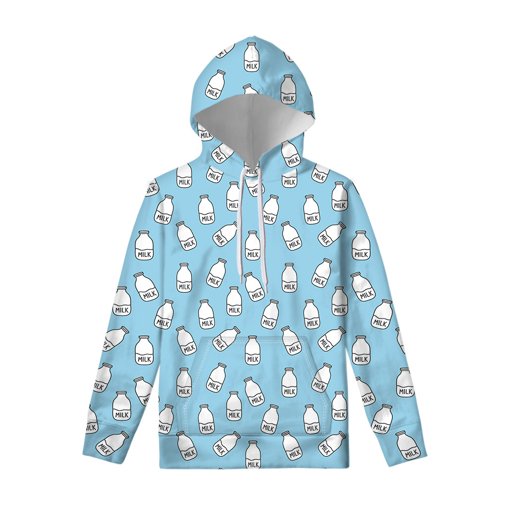 Milk Bottle Cartoon Pattern Print Pullover Hoodie