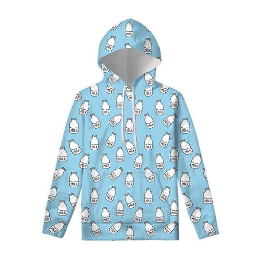 Milk Bottle Cartoon Pattern Print Pullover Hoodie