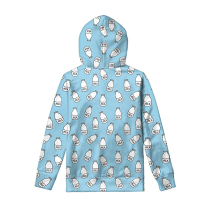 Milk Bottle Cartoon Pattern Print Pullover Hoodie