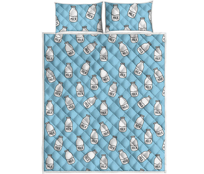 Milk Bottle Cartoon Pattern Print Quilt Bed Set