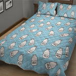 Milk Bottle Cartoon Pattern Print Quilt Bed Set