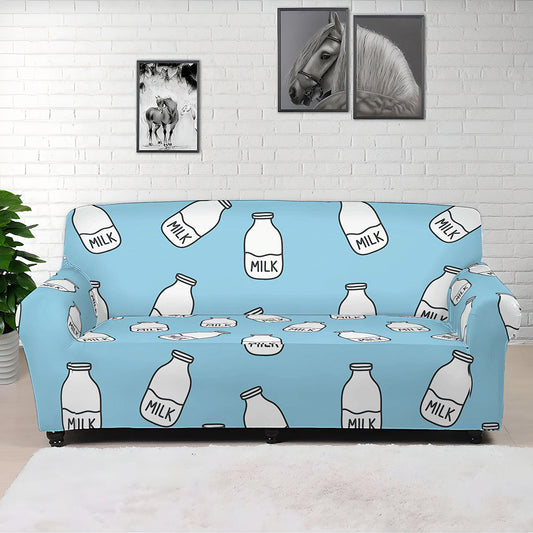 Milk Bottle Cartoon Pattern Print Sofa Cover