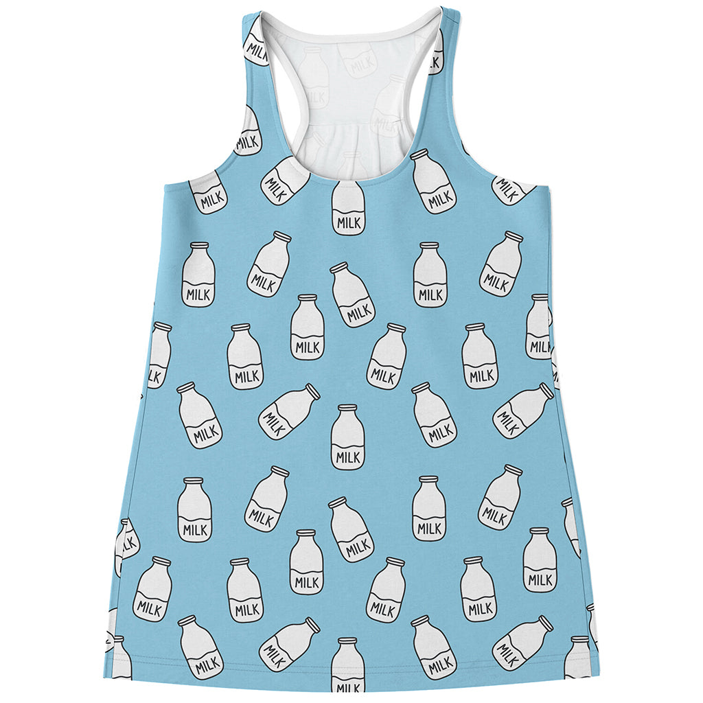 Milk Bottle Cartoon Pattern Print Women's Racerback Tank Top