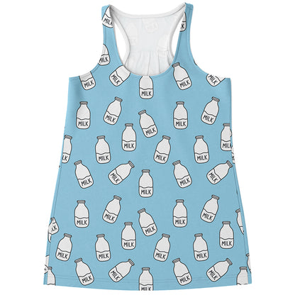Milk Bottle Cartoon Pattern Print Women's Racerback Tank Top