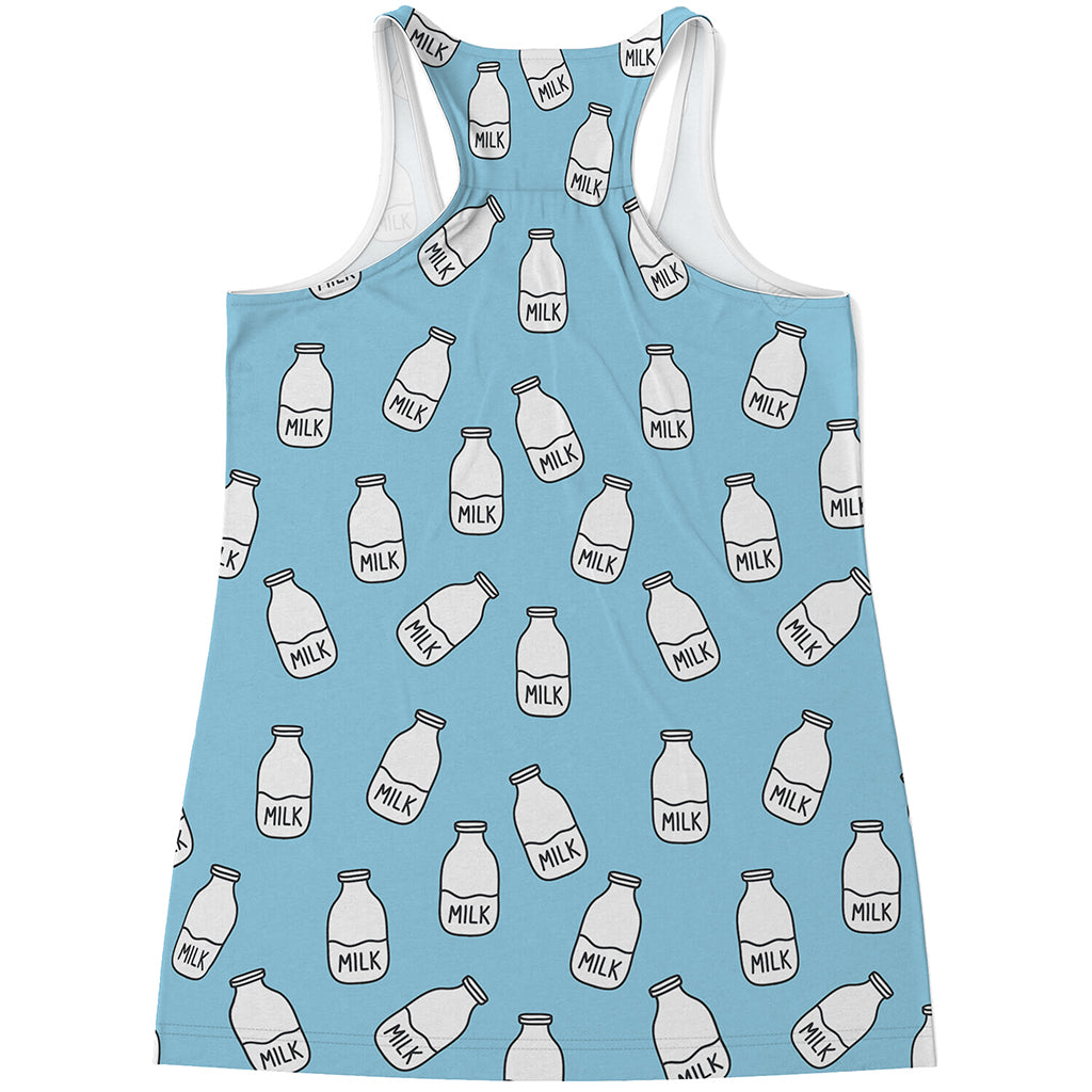 Milk Bottle Cartoon Pattern Print Women's Racerback Tank Top