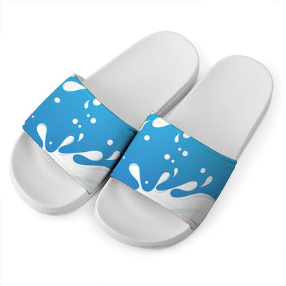 Milk Print White Slide Sandals