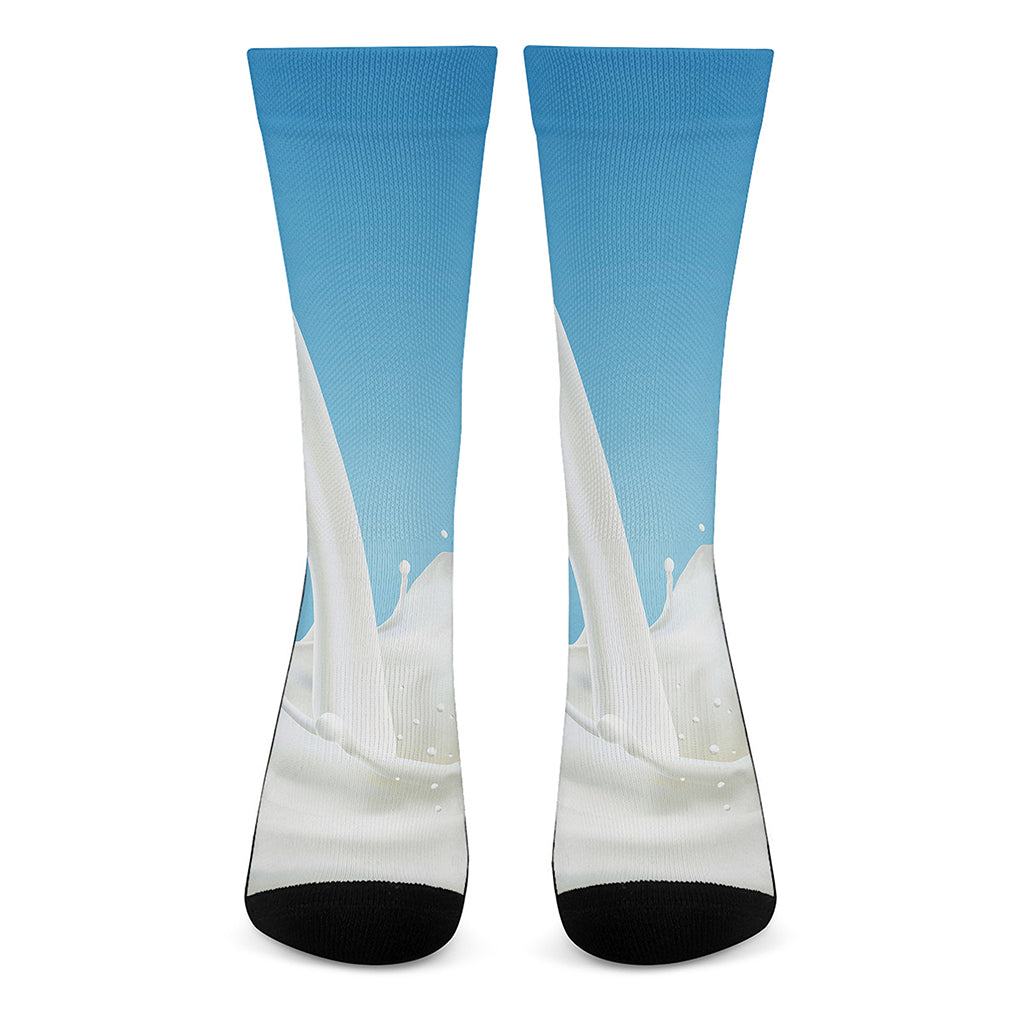 Milk Splash Print Crew Socks