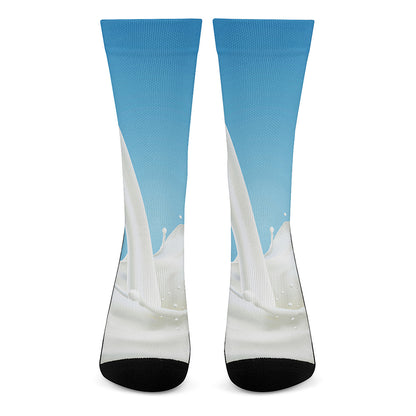 Milk Splash Print Crew Socks