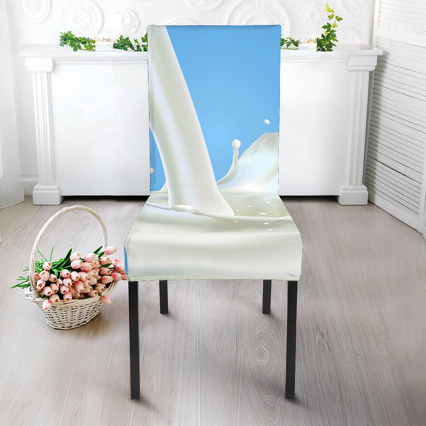 Milk Splash Print Dining Chair Slipcover