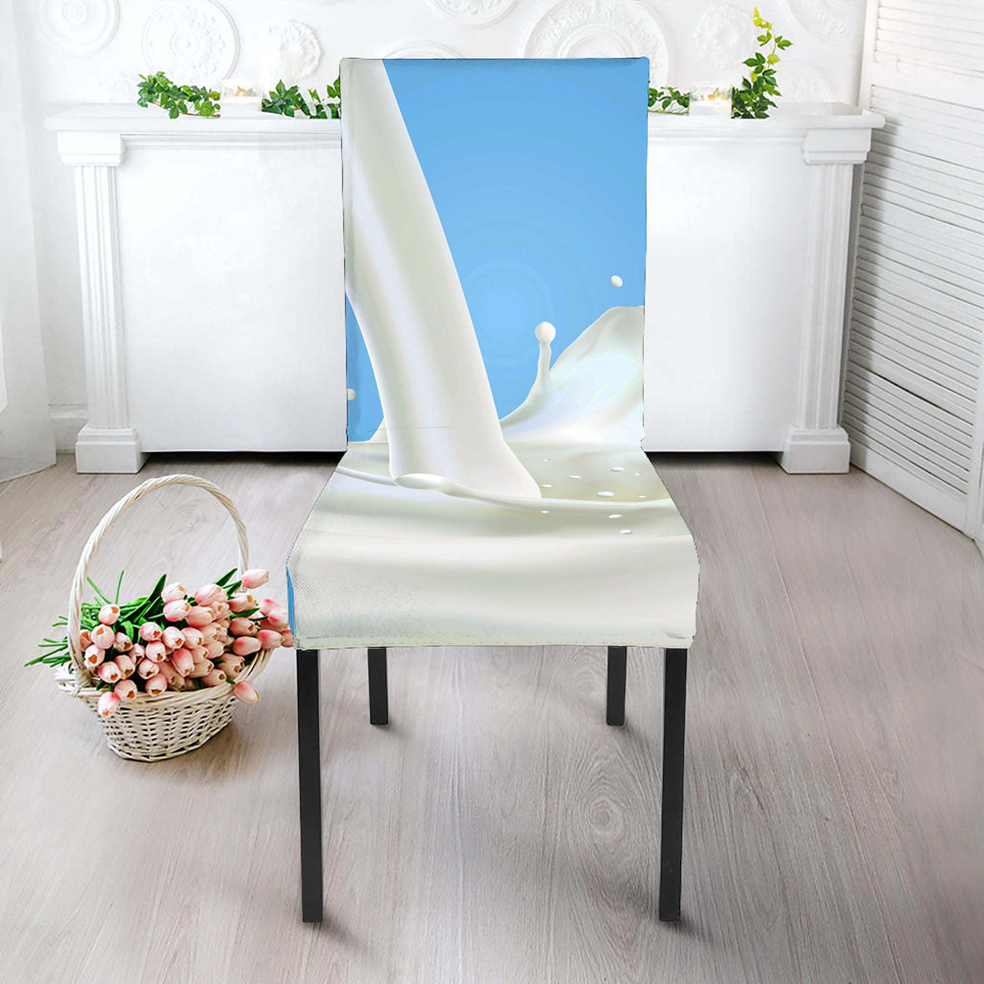 Milk Splash Print Dining Chair Slipcover