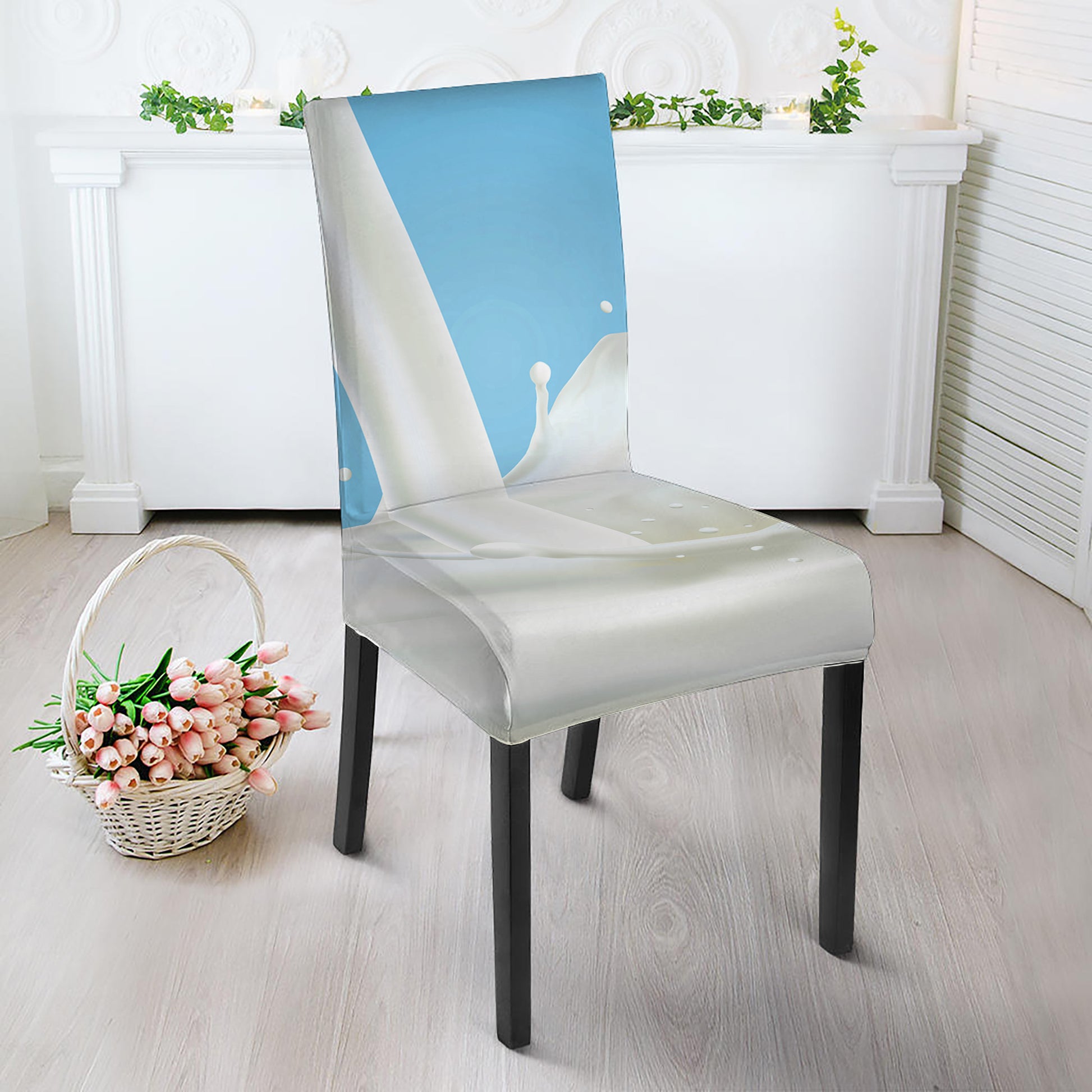 Milk Splash Print Dining Chair Slipcover