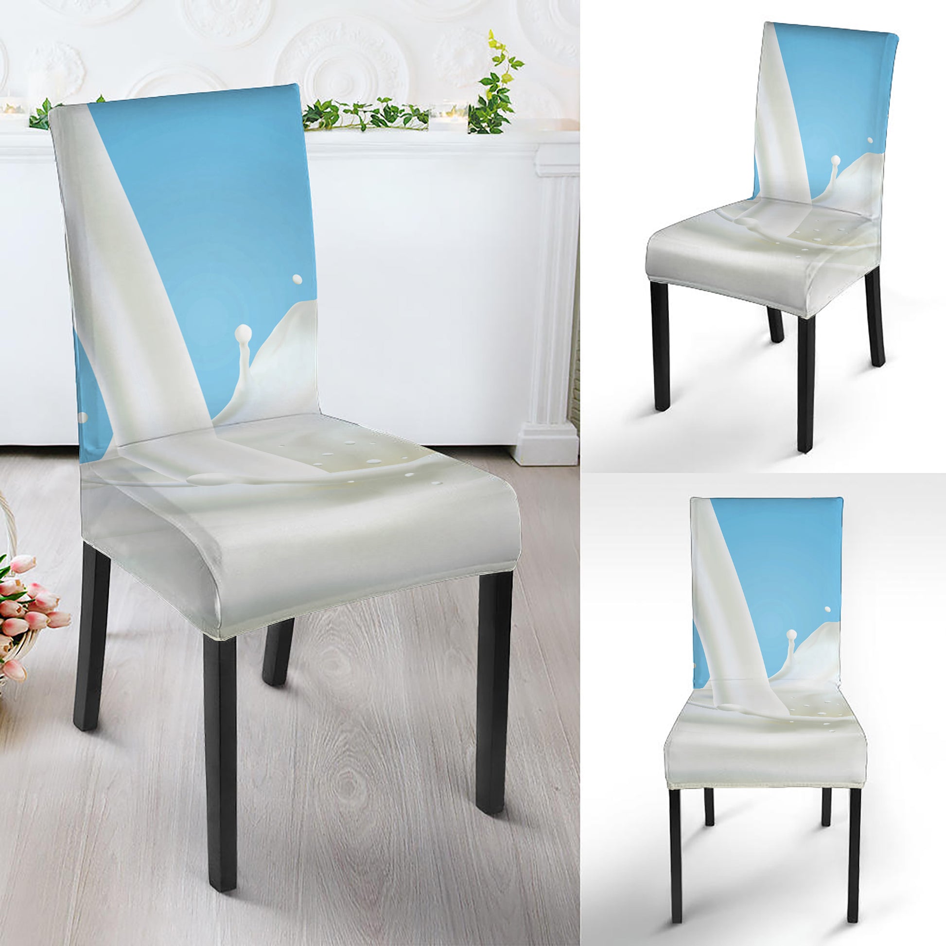 Milk Splash Print Dining Chair Slipcover