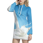 Milk Splash Print Hoodie Dress