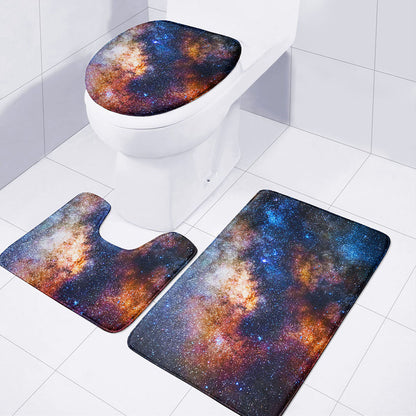Milky Way Universe Galaxy Space Print 3 Piece Bath Mat Set
