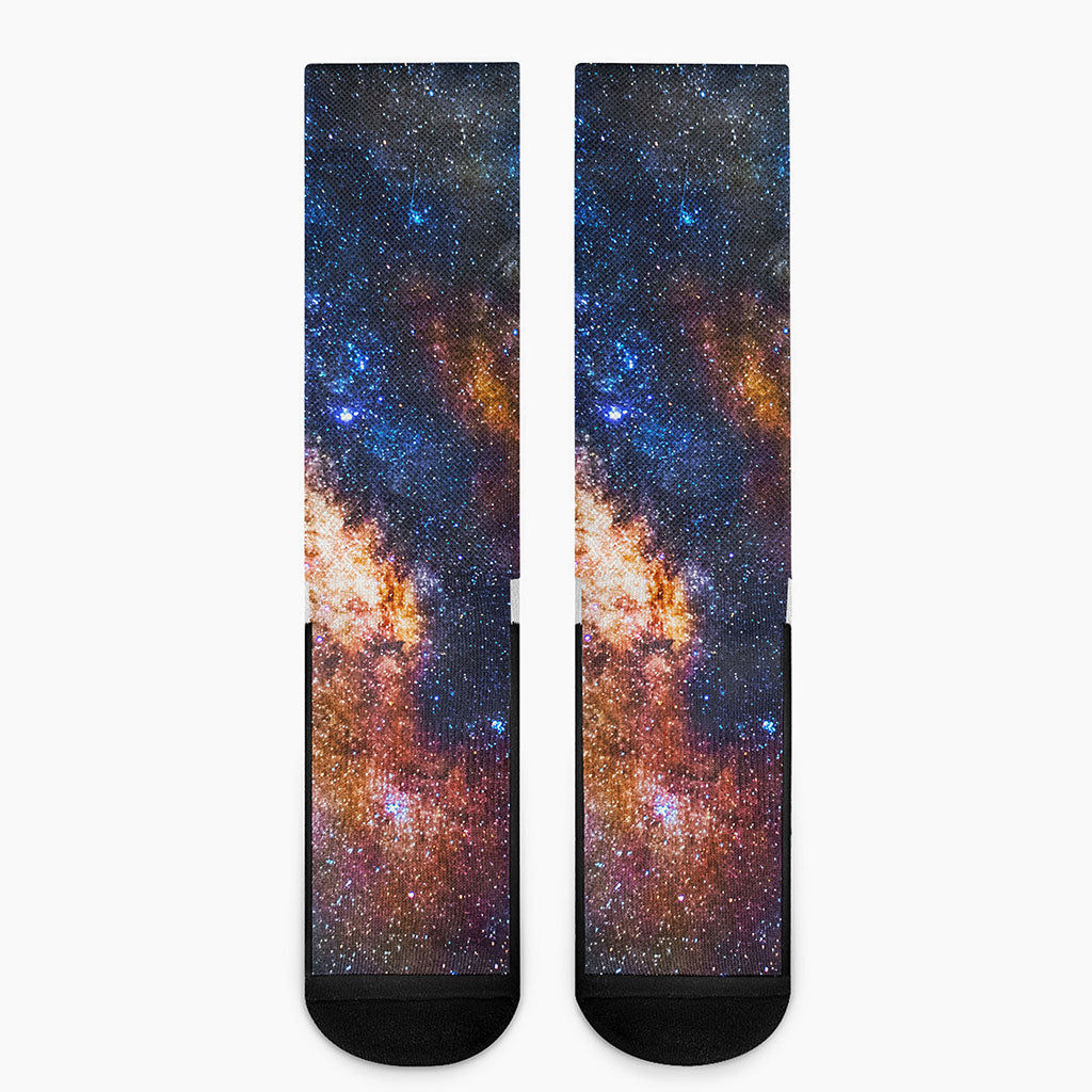 Milky Way Universe Galaxy Space Print Crew Socks