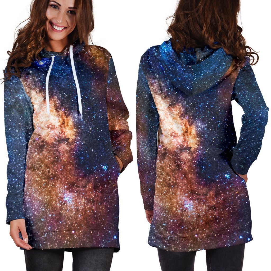Milky Way Universe Galaxy Space Print Hoodie Dress GearFrost