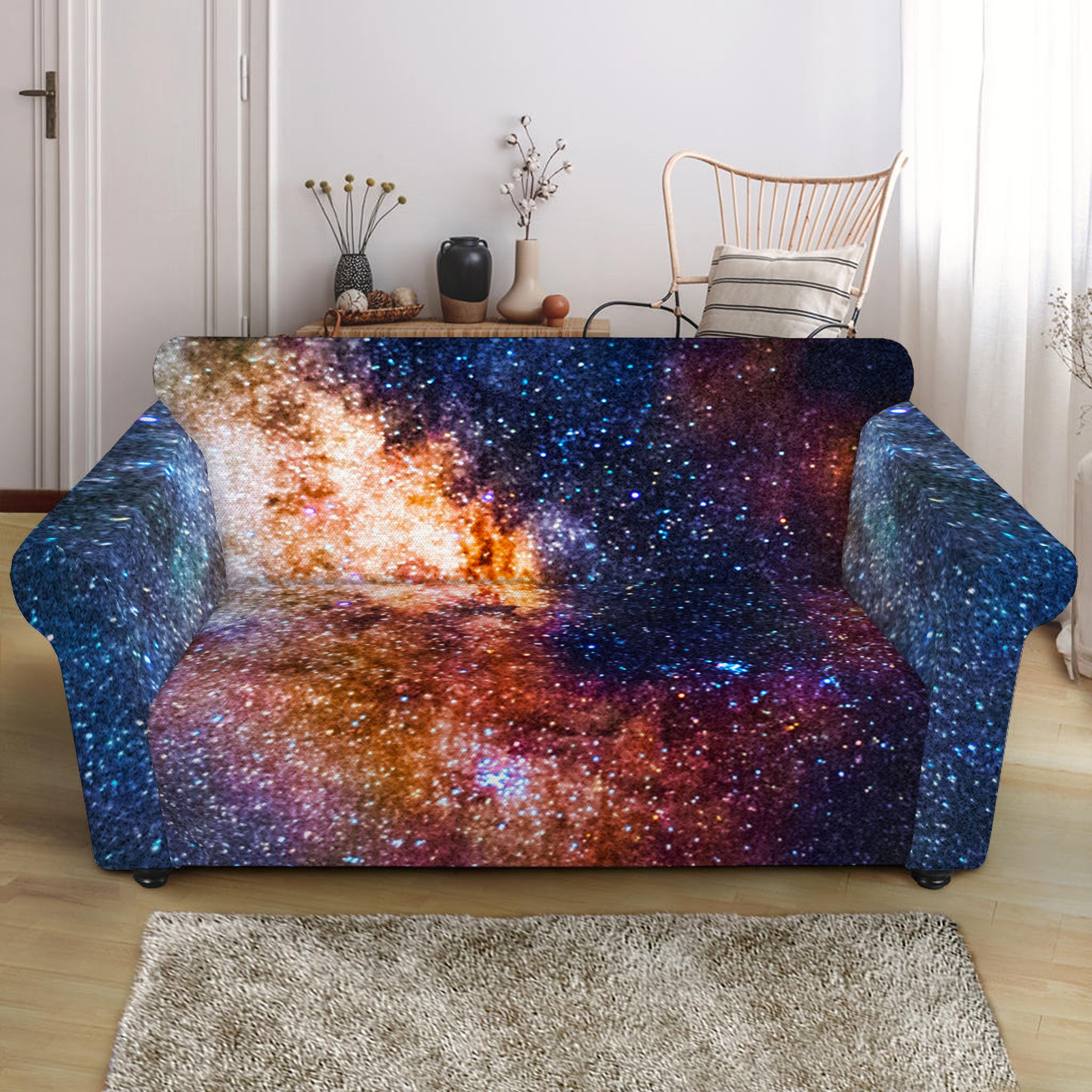 Milky Way Universe Galaxy Space Print Loveseat Slipcover