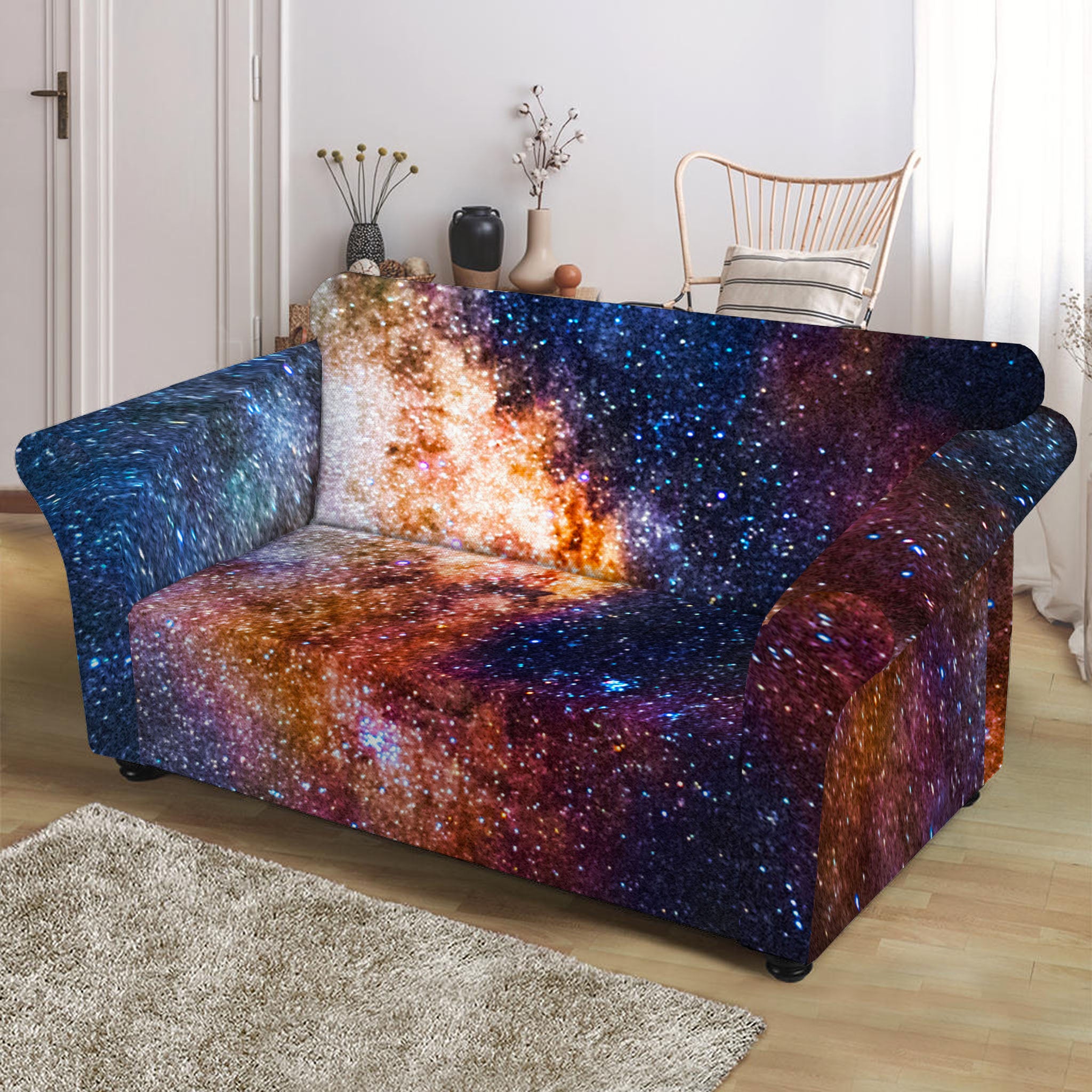 Milky Way Universe Galaxy Space Print Loveseat Slipcover