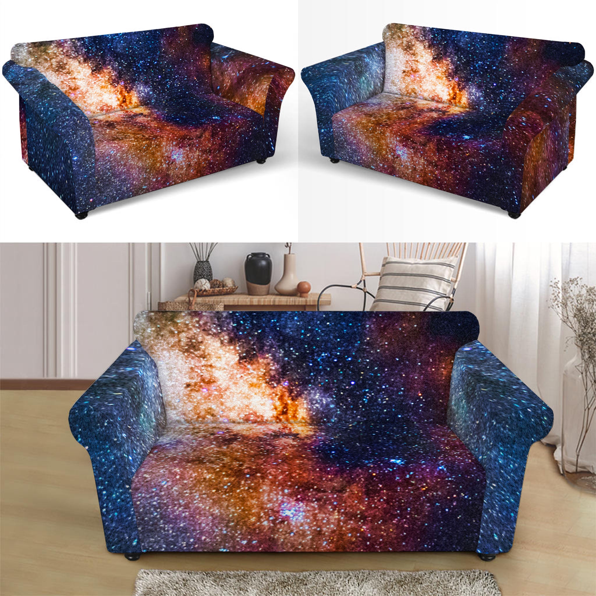 Milky Way Universe Galaxy Space Print Loveseat Slipcover